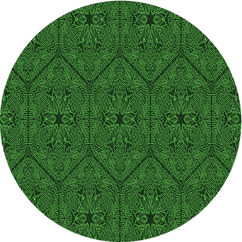 Tapis géométrique vert / noir Ikra, Rond 7 pi