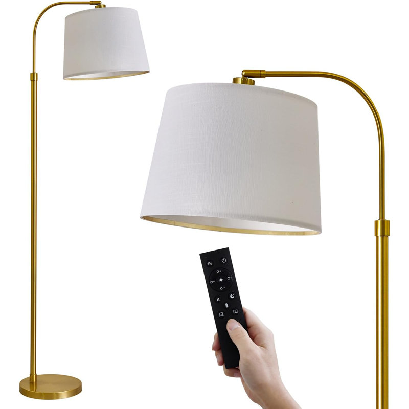 62" Arc Floor Lamp With Remote Control - Modern Gold Reading Light With Dimmable Led Bulb For Living Room, Bedroom, Office