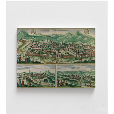 Carte antique de Jérusalem par cartes anciennes, impression de carte de régions bibliques, art de la Terre Sainte, impression de carte historique de Jérusalem, affiche de Jérusalem