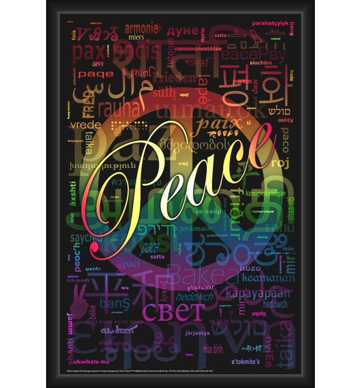  Nuage de paix sous licence officielle - affiche d'art encadrée - 24 x 36 pouces - cadre en bois d'ingénierie robuste avec verre plexi - prêt à être accroché