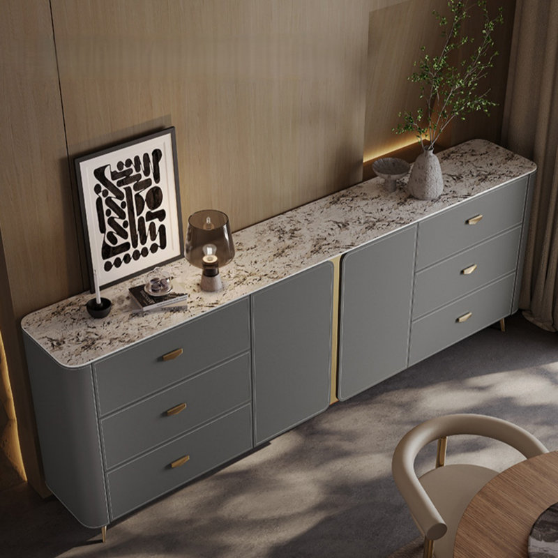 Italian Minimalist Luxury Sideboard, Gray, 35.43" H x 62.99" W x 13.78" D