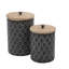 2 Piece Black/White Metal Jar Set