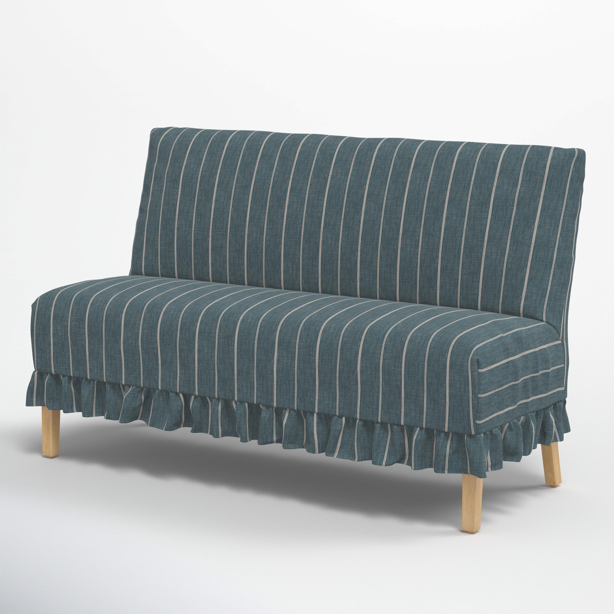 Maggie Slipcover Dining Banquette, Fritz Indigo Stripe