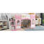 Lit mezzanine simple rose avec escalier de rangement et fenêtre captivante - Bois stable pratique-1840178441