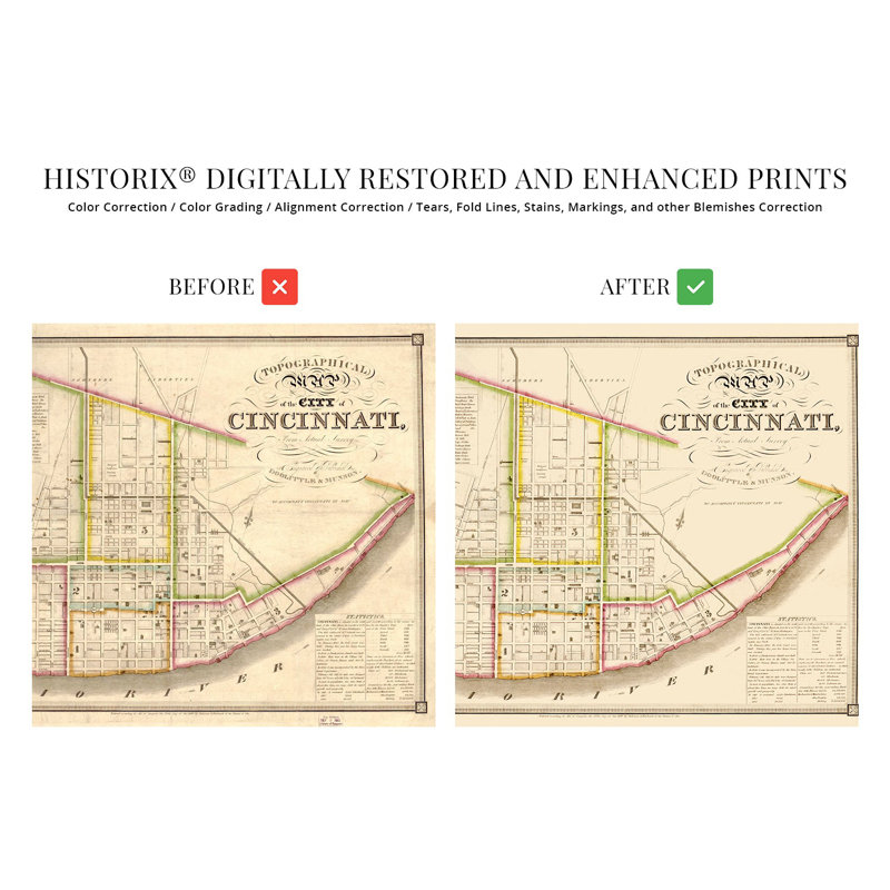 " 1841 Cincinnati Ohio Map ", 18" H x 24" W x 0.01" D