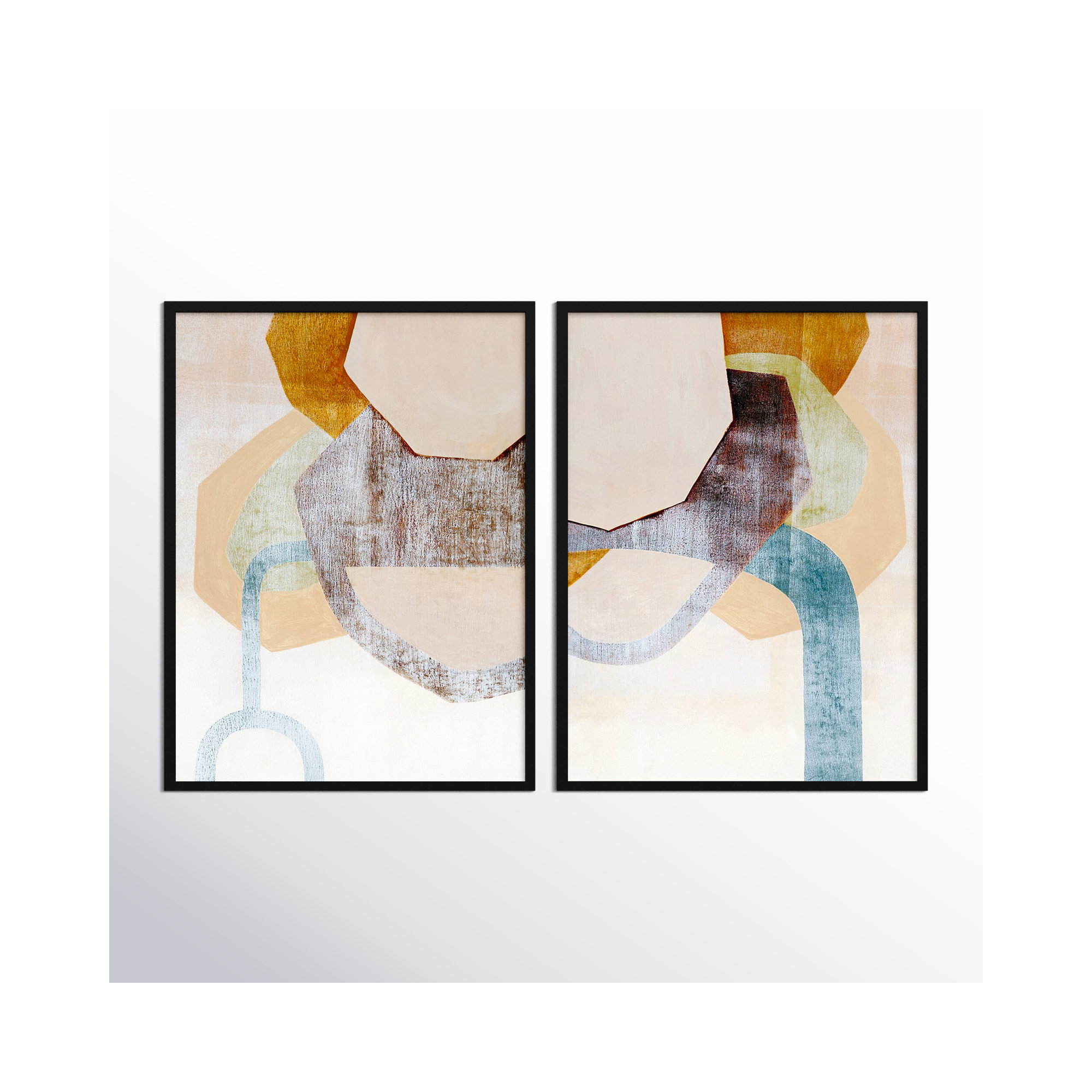 Desert Rockfalls  - set of 2  by Grace Popp Framed Wall Art Prints, 41" H x 65" W, Black