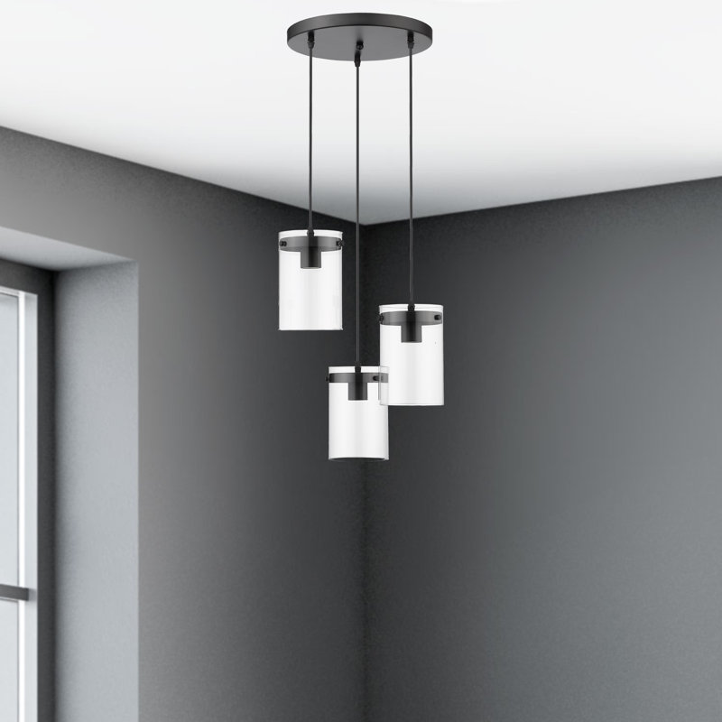 Luminaire suspendu cylindrique à 3 lumières Lambrecht, Noir