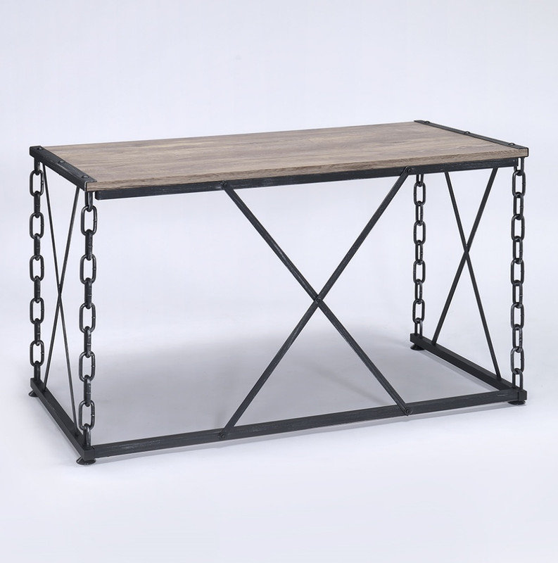 Bureau en chêne rustique et finition noire antique