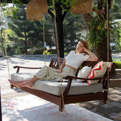Wrenn Mahogany Wood Porch Swing Bed
