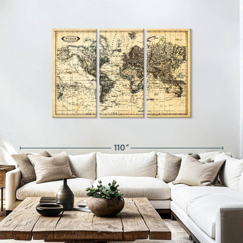 Carte de la carte du monde Aliaz, H 48 po x l 74 po