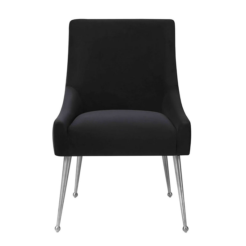 Firkins 18.5'' H Velvet Upholstered Side Chair, Silver, Black
