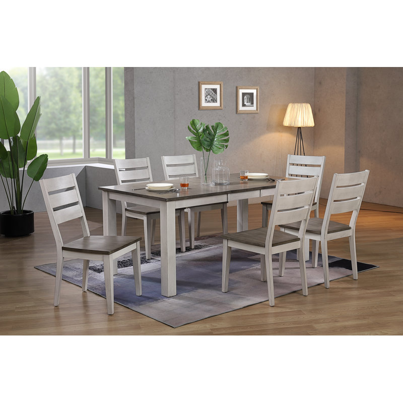 7-Piece Solid Wood Rectangle Butterfly Leaf Dining Set, 7 Pieces: Table, 6 Chairs