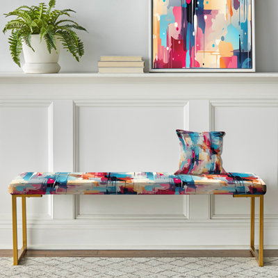 Urban Reflections - Abstract Upholstered Gold Bench
