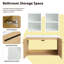Meuble-lavabo mural 60 po avec lavabo à poser en résine, armoire de salle de bain flottante moderne avec 2 portes à fermeture douce et 2 tablettes de rangement ouvertes, blanc brillant, chêne-772870014