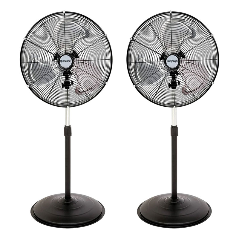 Hurricane Black 20" Oscillating Metal Stand Fan with Adjustable Height