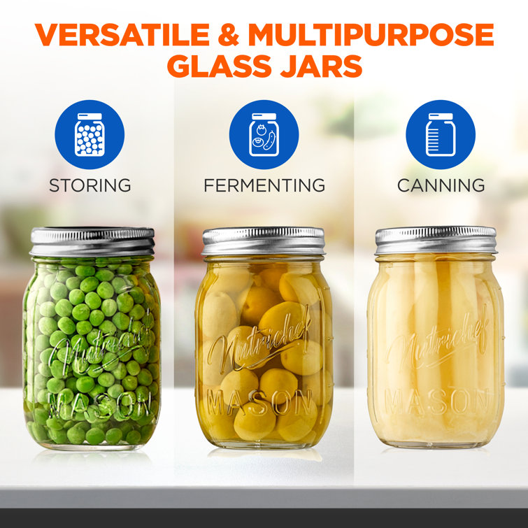 Nutrichef 12 Pcs. Glass Mason Jars With Regular Lids And Bands, Diy  Magnetic Spice Jars, Ideal For Meal Prep, Jam, Honey, Wedding Favors, And  More : Target