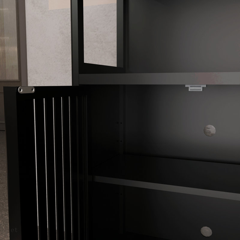 Black Bamboo Storage Cabinet, Separate Bathroom Cabinet With 2 Doors, Floor Cabinet Organizer For Living Room, Kitchen, Entrance