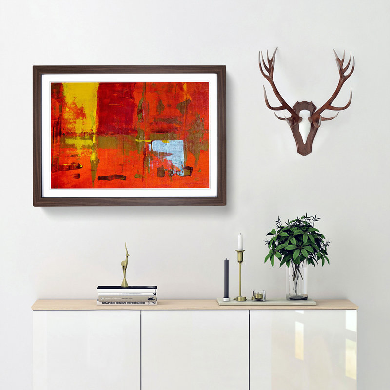 Abstract Art Painting Vol.447 by S.Johnson - Picture Frame Painting Print, 36cm H x 48cm W x 2cm D, Walnut Framed