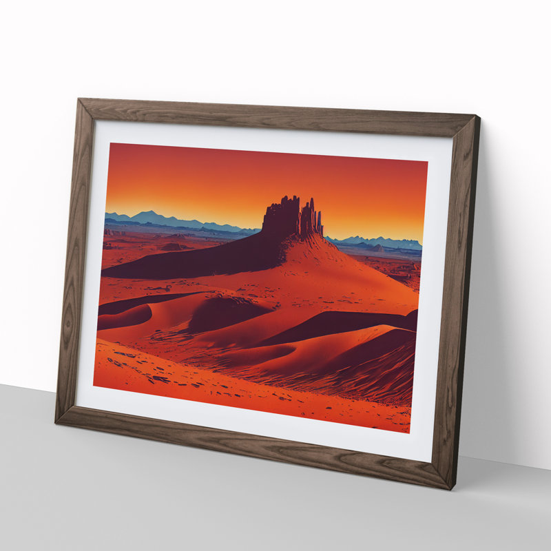 Contoured Desert - Framed Print, 25cm H x 34cm W x 2cm D, Walnut