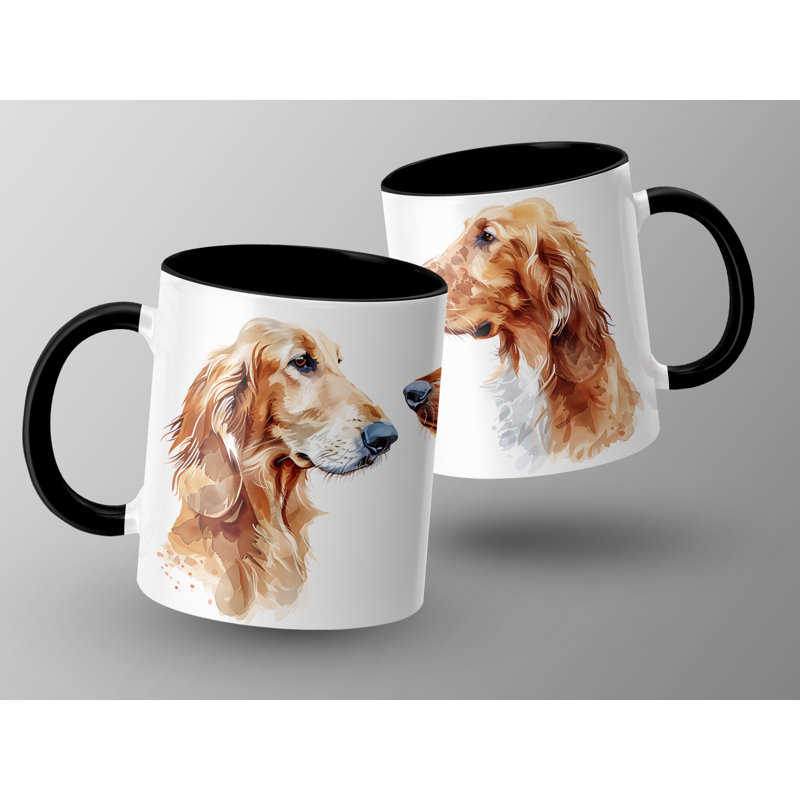 11oz Watercolour Golden Retriever Dog Accent Mug, Black, 2