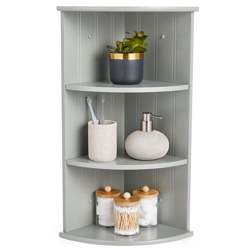 3-Tier Corner Bathroom Shelves, Gray