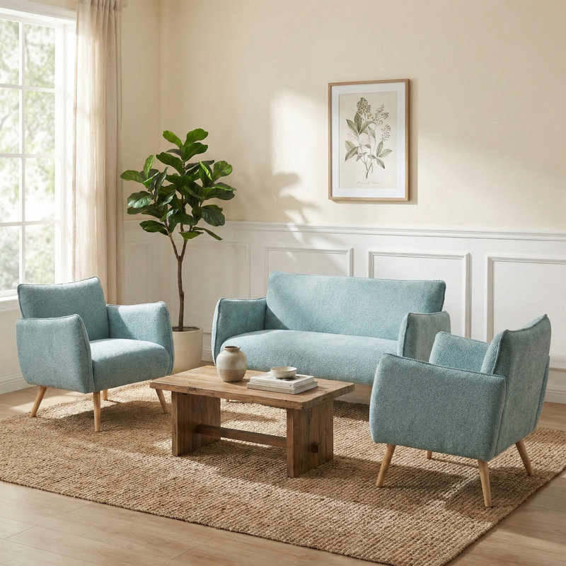 3 Piece Sofa Set, Teal