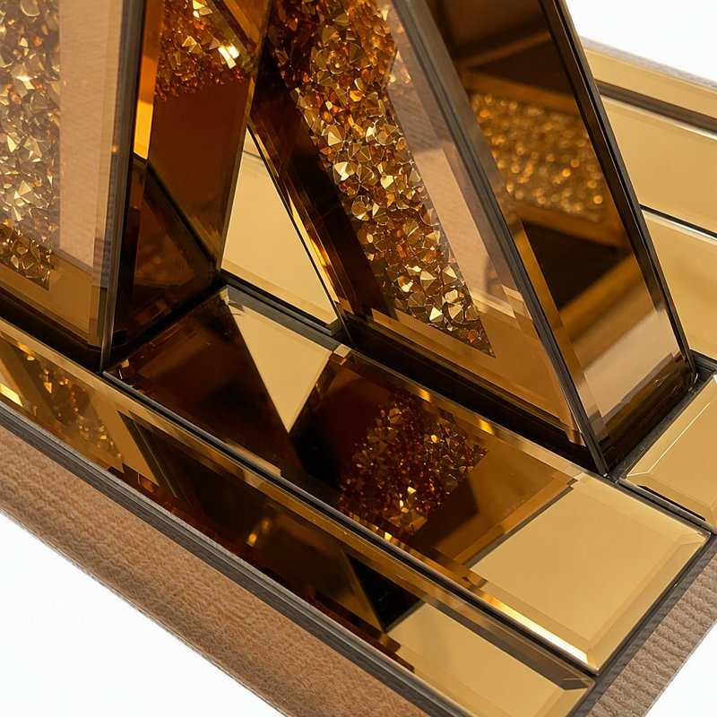 Console d'entrée moderne à miroir avec incrustation de diamant concassé