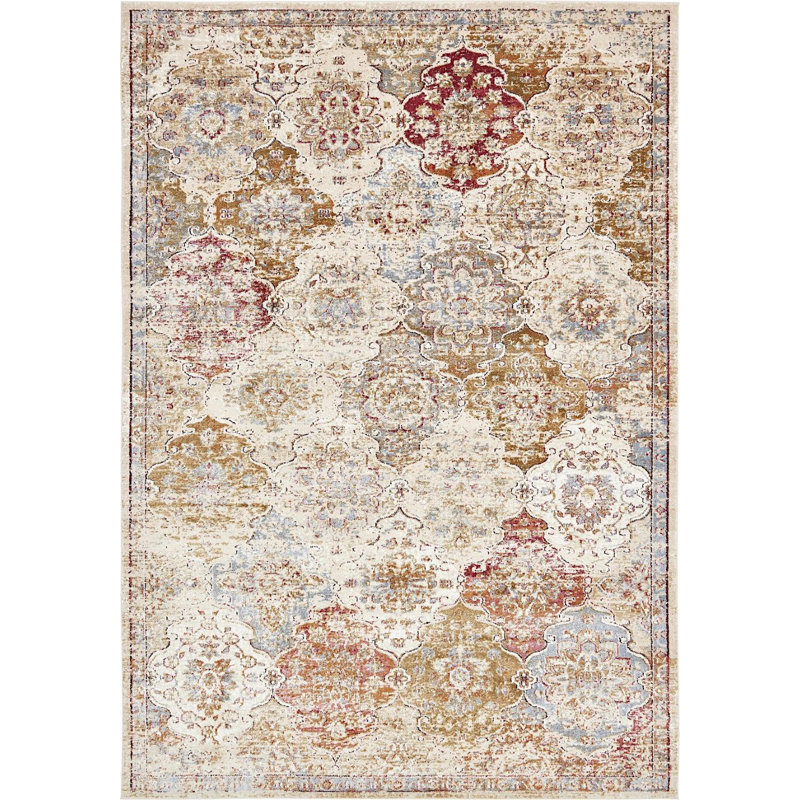 Tapis à motif oriental kaki Widger, Rectangle 7 pi x 10 pi