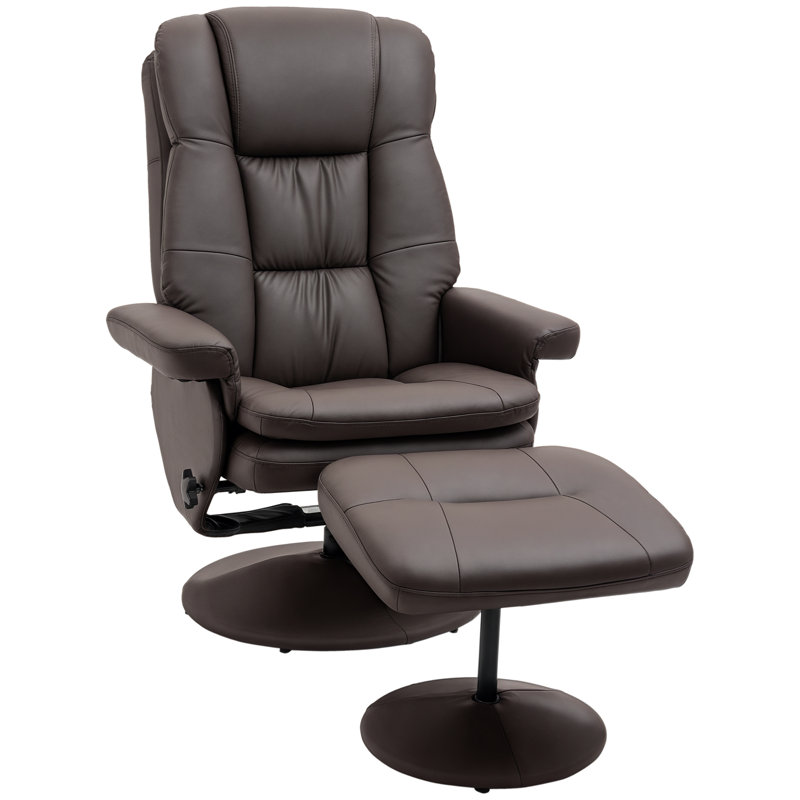 Faux Leather Swivel Recliner, Brown Faux Leather, Brown