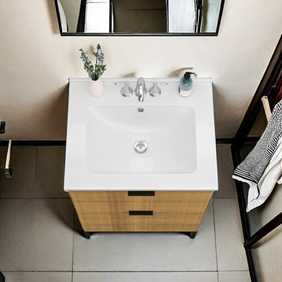 APRESSHUI 19.7'' Ceramic Rectangular Bathroom Sink with Overflow