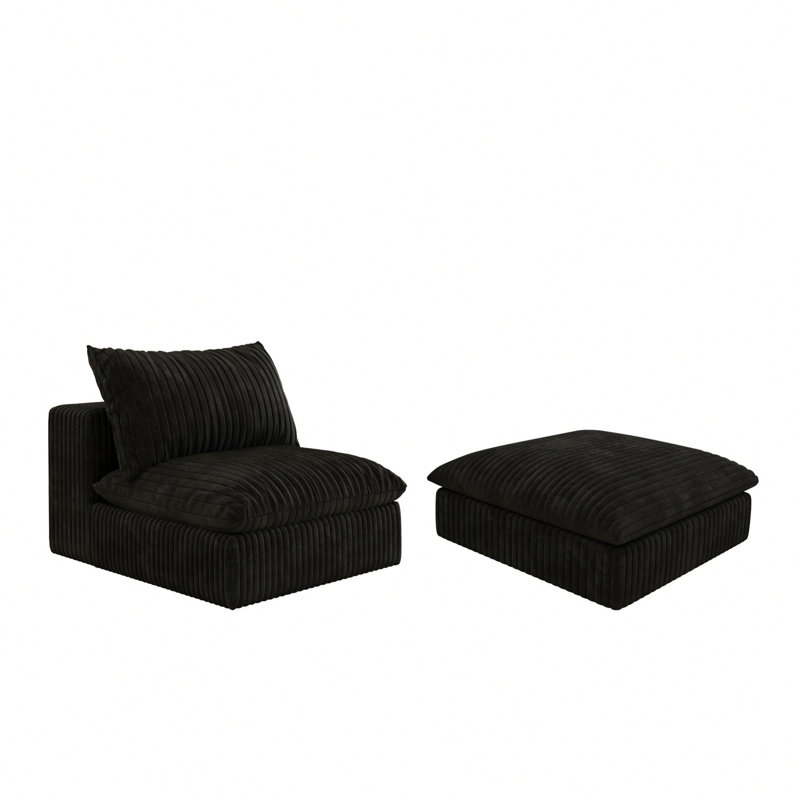 Chaise d'appoint avec repose-pieds pour l'intérieur, Noir
