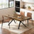 Retro Rectangular Stretch Dining Table With Black Fine Sand Iron Foot Base-1618548739-1618548738