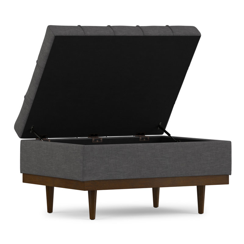 Repose-pieds de rangement pour table basse avec dessus relevable et pieds en bois massif Mariah