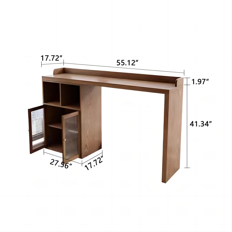 Minimalist Rectangular Solid Wood Bar Table