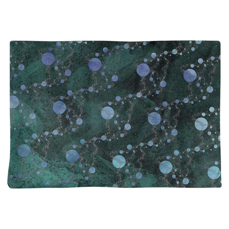 Napperon en planètes et étoiles 18 po, Vert / Bleu