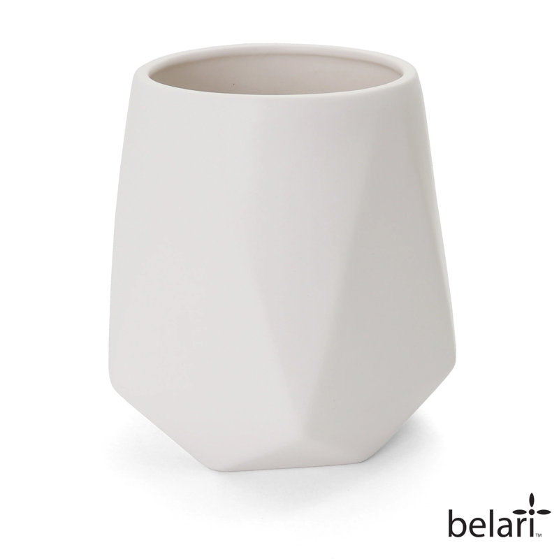 Pot de rangement à facettes, Blanc, H 5,88 po x l 5 po x P 5 po