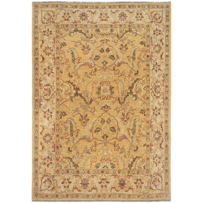 Agra Wool Oriental Area Rug in Beige