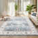 Modern Floral Machine Washable Rug for Living Room Stain Resistant Ultra Soft Low Pile Floor Cover Foldable Lightweight Non Slip Carpet for Bedroom, Dining Room