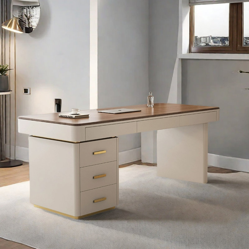 Multi-layer solid wood board desk, 29.53" H x 78.74" W x 27.56" D