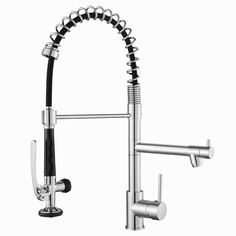 Robinet de cuisine avec douchette rétractable, robinet d'évier de cuisine à poignée simple, Chrome chrome