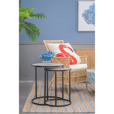 De 2 tables de bout en métal, tables d'appoint empilables pour petit bureau de salon, fer noir, assemblage non requis 2 tables, avec des espaces à cadre solide, pièce