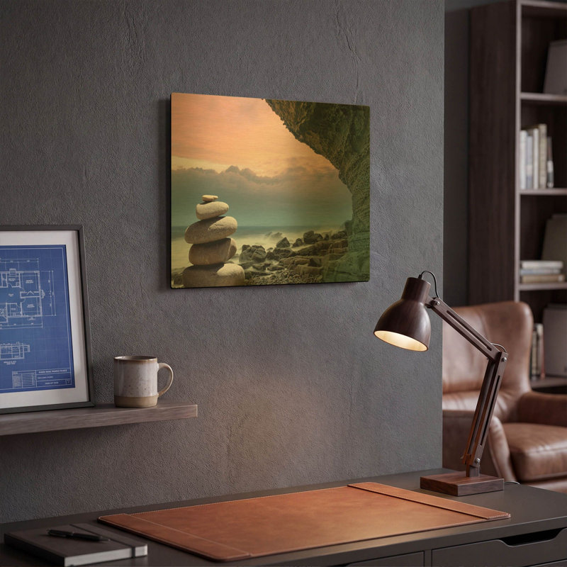 Tableau mural en métal doré « Feng Shui » de luxe, 40,6 cm x 30,5 cm, 16 po x 12 po
