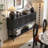 Black Solid Wood Rectangular Console Table-720829620