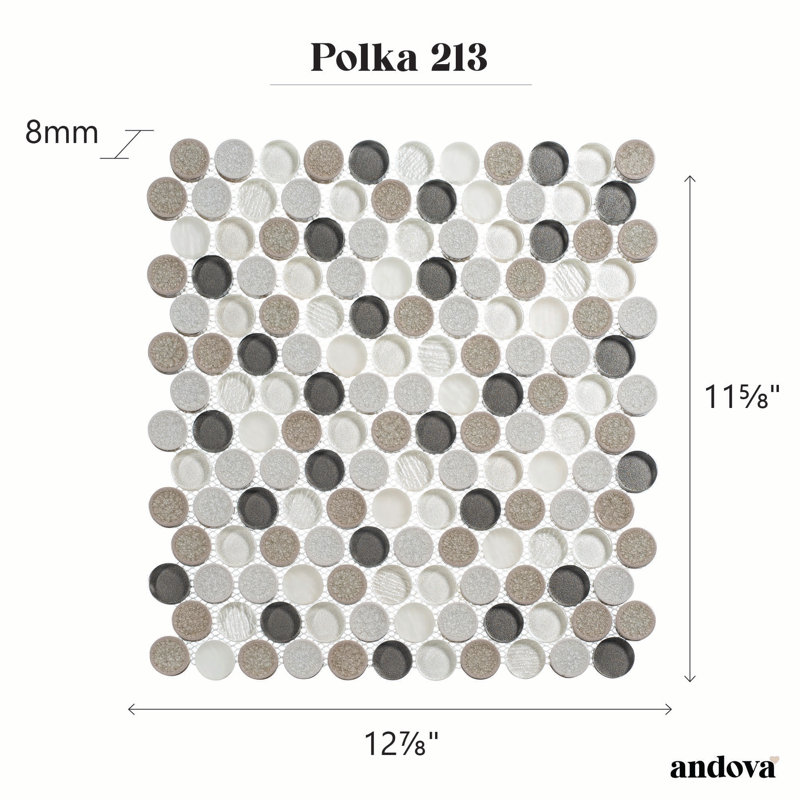 Polka 1-in. Penny Round Glass, Ceramic & Natural Stone Wall & Floor Mosaic Tile, Pixel
