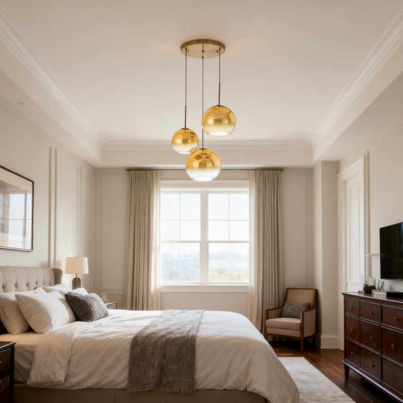 Triple-tier Gradient Glass Pendant Light - Adjustable Length / E26 Base / Wall Switch Control