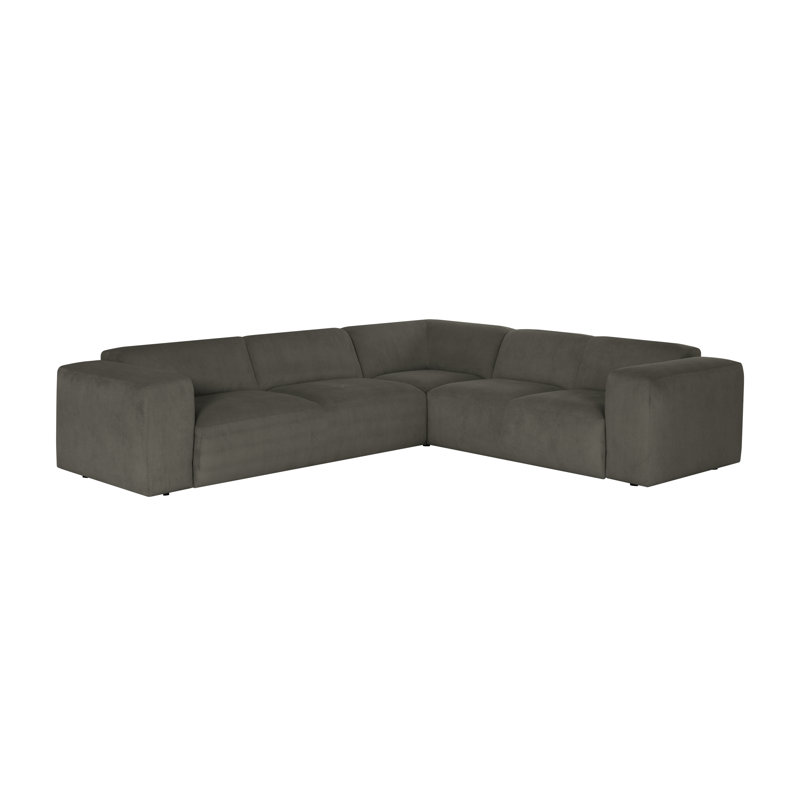 Chiodo Ecksofa- large sofa element - corner with medium-sized sofa element, Anthracite