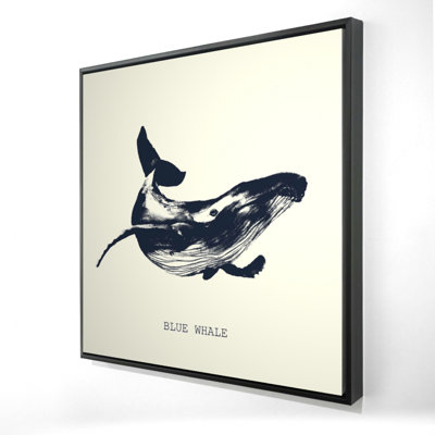 Toile encadrée avec baleine bleue | Illustration de décoration intérieure