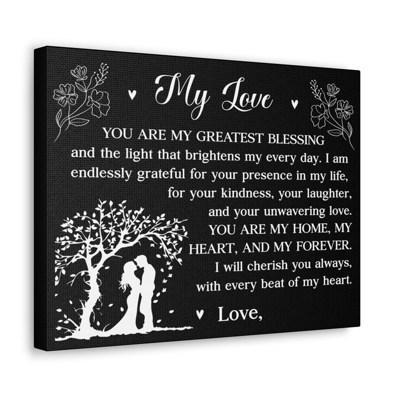 Impression sur toile personnalisée «Greatest Blessing» - Amour romantique pour âmes sœurs et couples, H 12 po x l 16 po, Oui