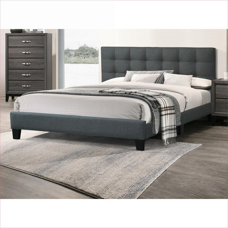 Mobilier de chambre à coucher rembourré avec lit plateforme et lit de luxe en polyester