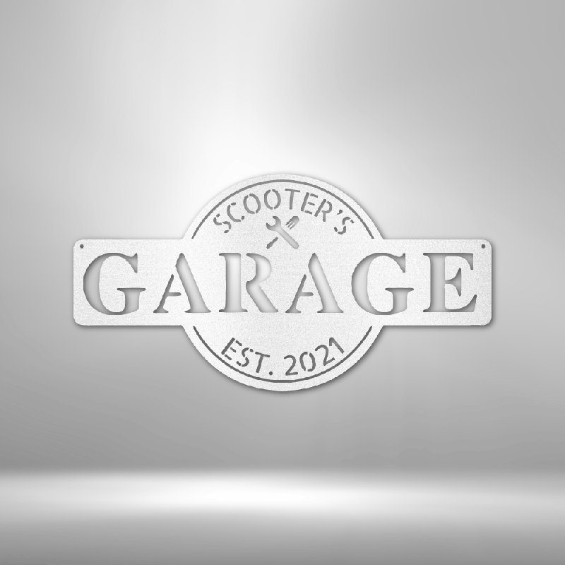 Monogramme de garage personnalisé, H 14,25 po x l 14,5 po x P 0,5 po, Blanc, Oui